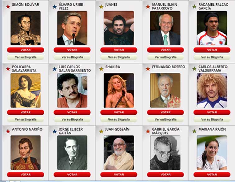 Parte de la lista de los 25 finalistas.